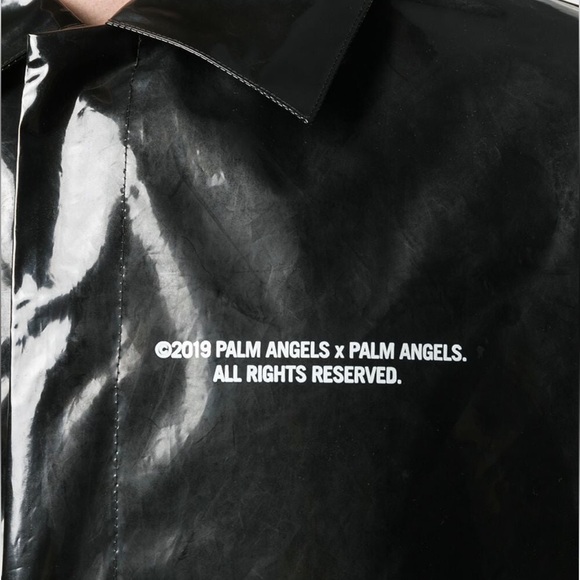 Palm Angels Black waterproof Raincoat 48 S - Picture 6 of 16